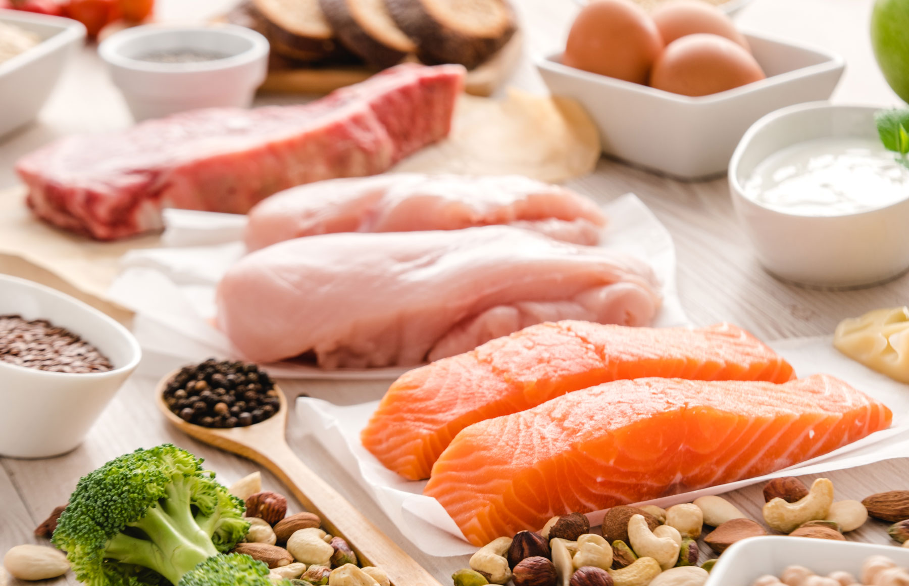 table full of protein food sources
